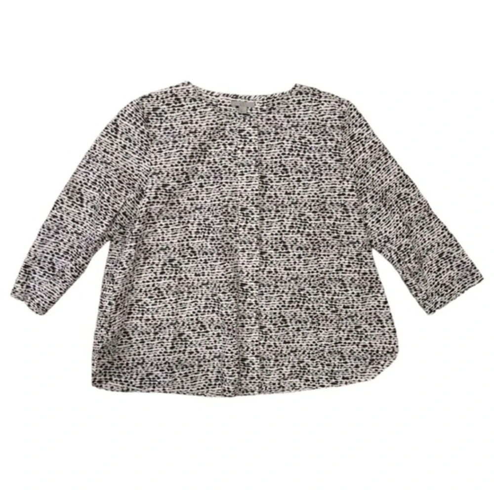COS Women Black White Abstract Print Cotton 3/4‎ Sleeve Blouse Sz 10 - Picture 2 of 7